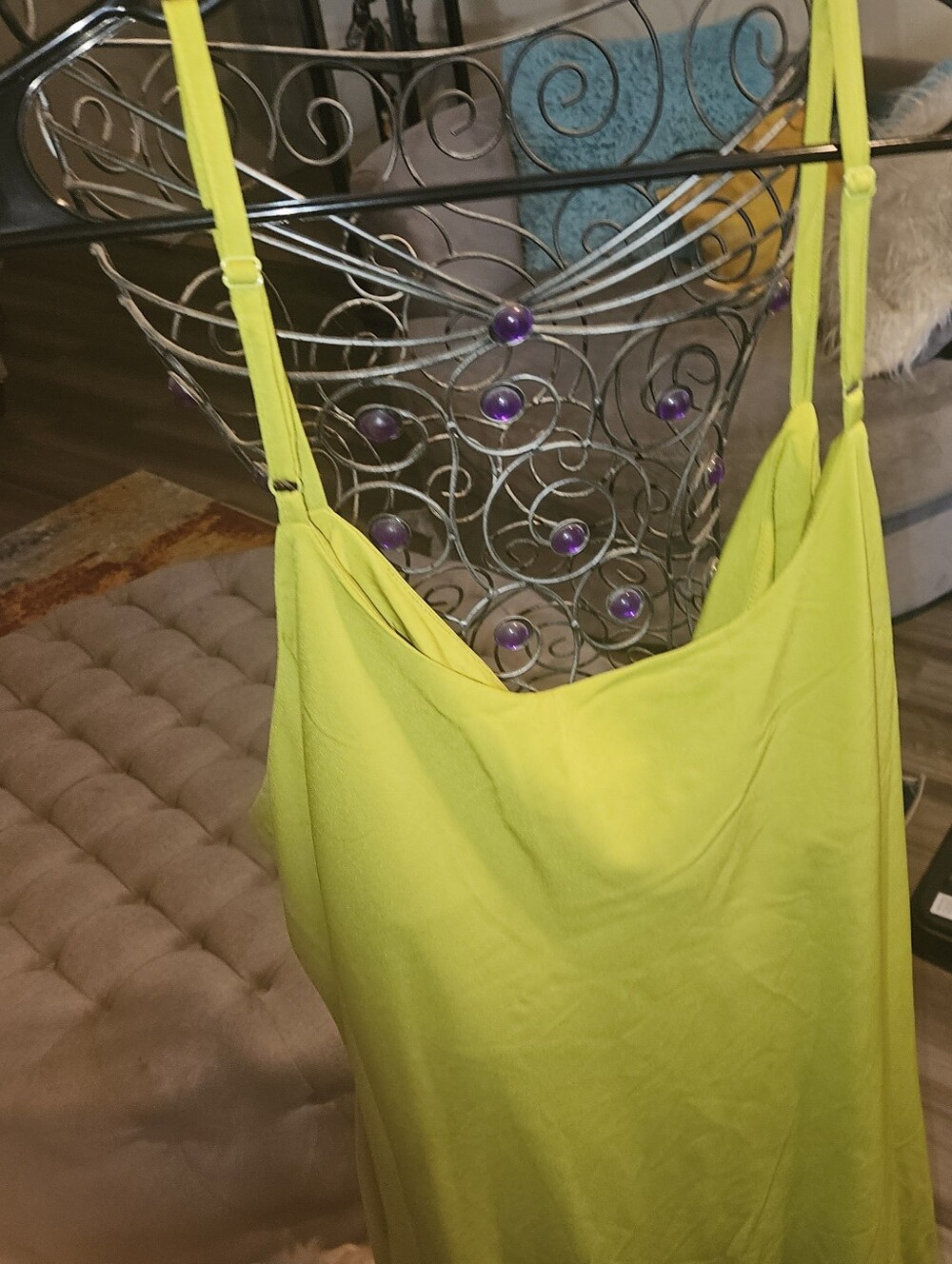 Chartreuse Green Spaghetti Strap Cami Tank Dress